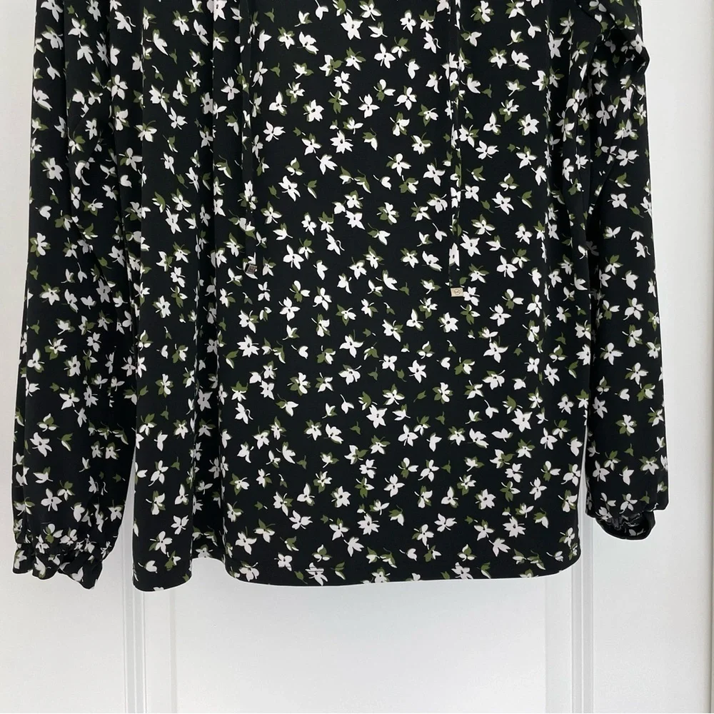 Michael Kors Dark Floral Long Sleeve Blouse S